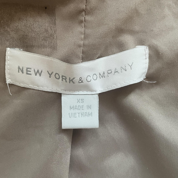 New York & Company Jacket Women XS Taupe Sequin Open Front Waterfall Blazer Top - Picture 4 of 11